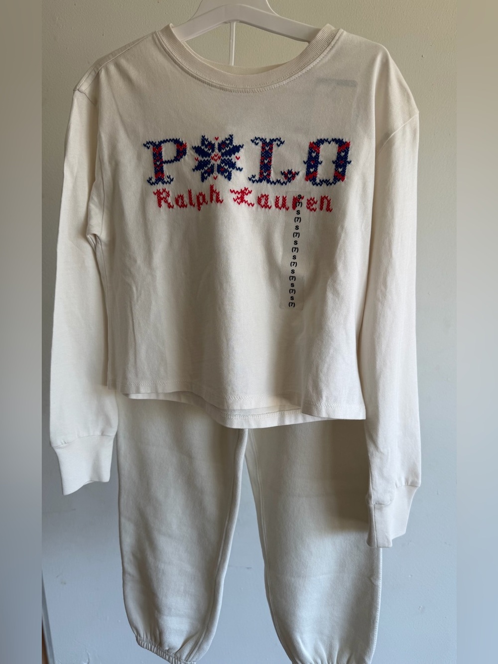 Ralph Lauren Kid Jogger Set with Red & Blue Polo Detail